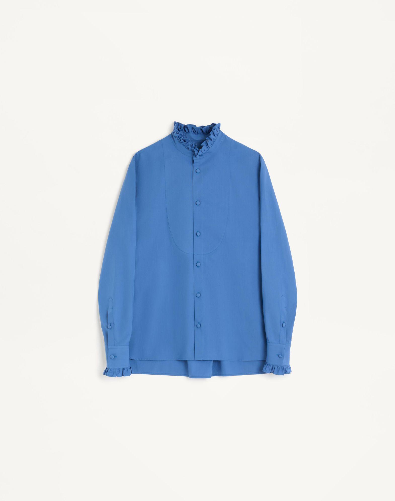 Cotton Poplin Shirt With Plastron And Ruffles Product Image