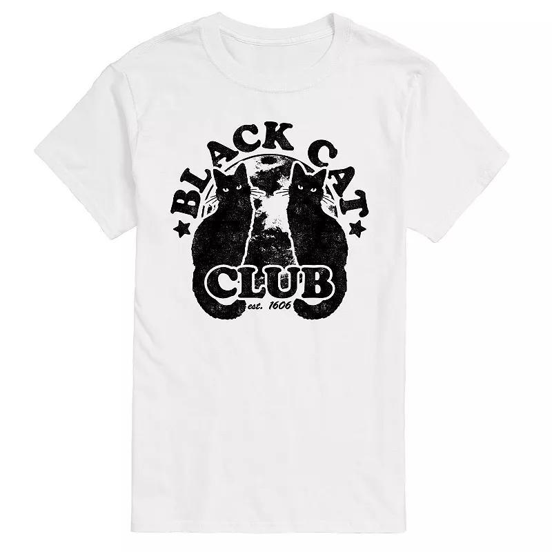 Men's Black Cat Club Tee, Size: XL, White Product Image