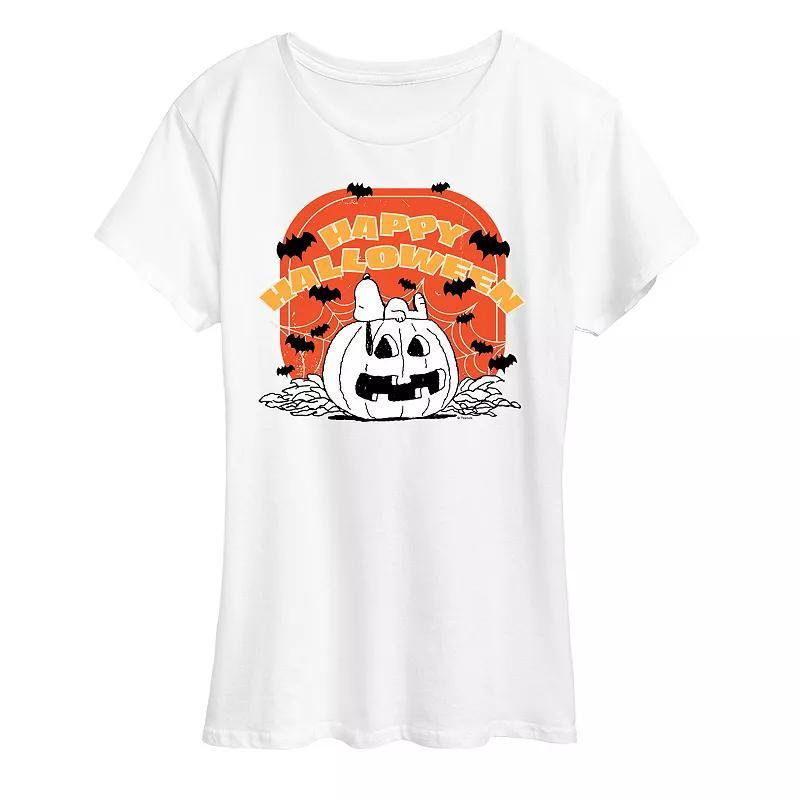 Women's Peanuts Snoopy Retro Halloween Graphic Tee, Size: XXL, Grey Gray Product Image