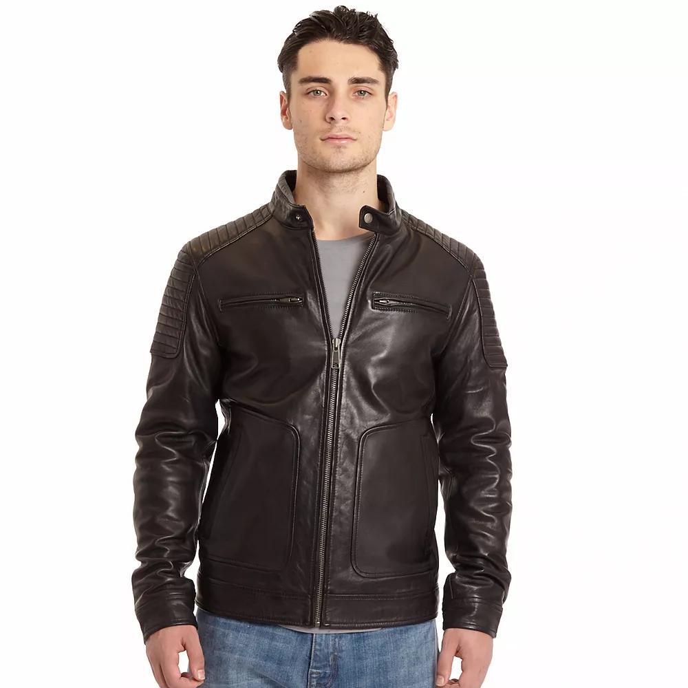 Men's Excelled Lamb Leather Moto Jacket, Size: XL, Black Product Image