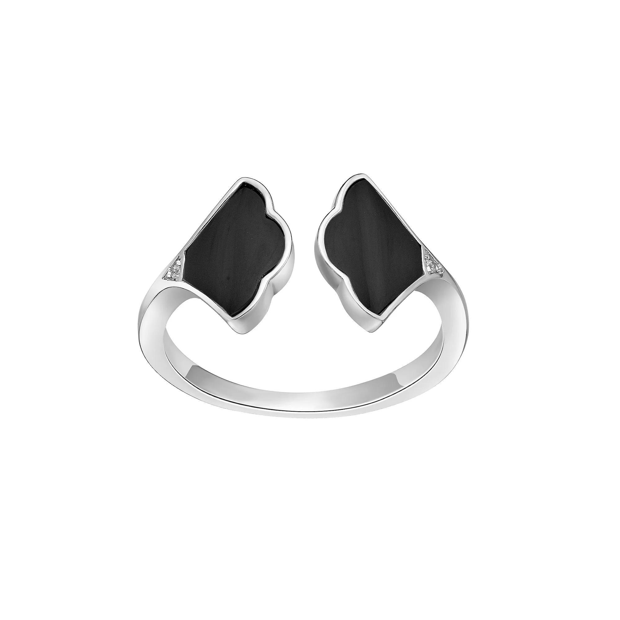 Gemminded Sterling Silver Black Onyx Open Ring, Women's, Size: 6 Product Image