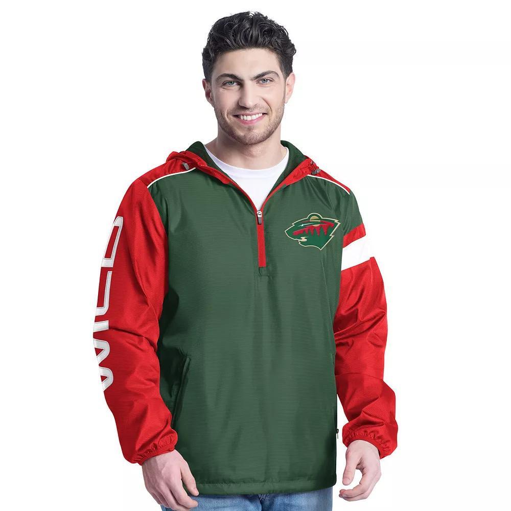 Men's G-III Sports by Carl Banks Green/Red Minnesota Wild Lateral Half-Zip Hoodie Jacket, Size: XL Product Image