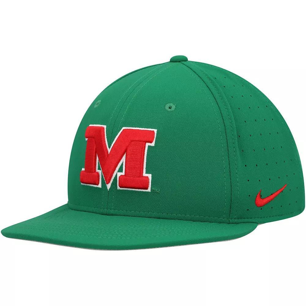 Men's Nike Green Ole Miss Rebels Aero True Baseball Performance Fitted Hat, Size: 7 1/8 Product Image