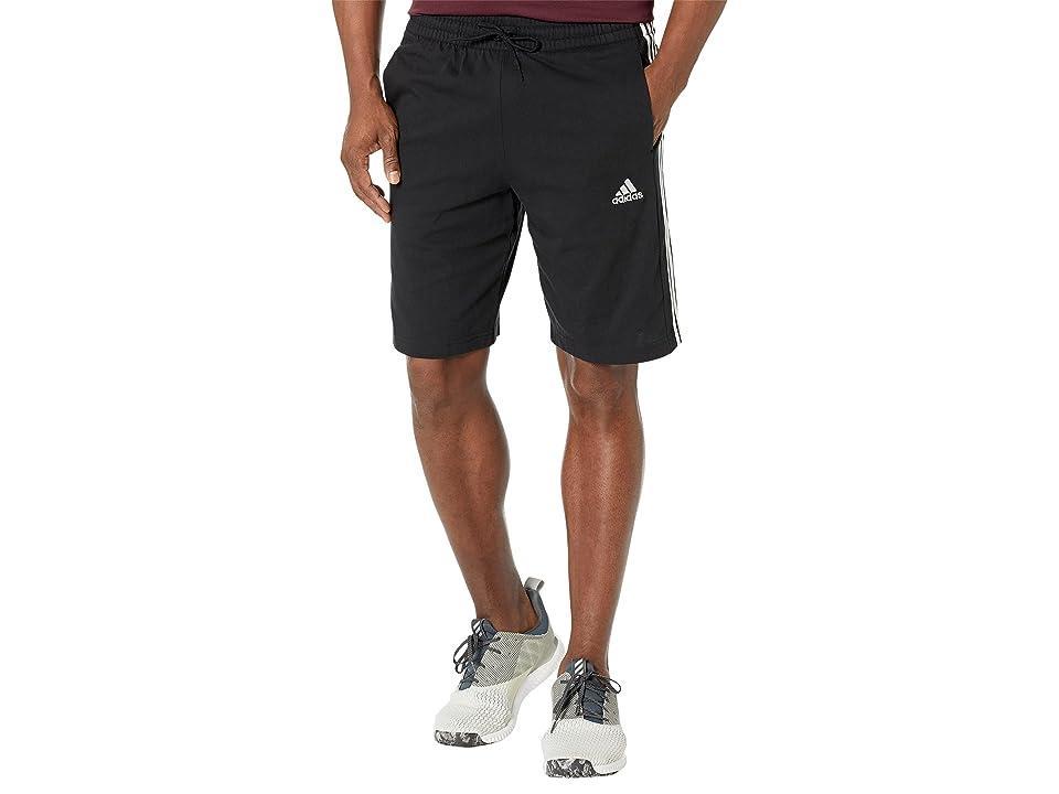adidas Essentials 3-Stripes Single Jersey Shorts (Medium Grey Heather/White) Men's Shorts Product Image