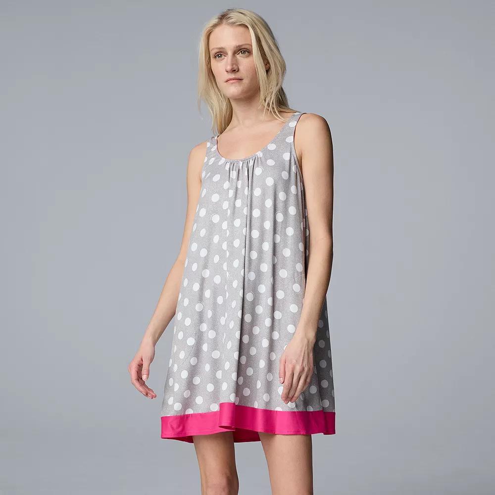 Women's Simply Vera Vera Wang Cozy Sleep Chemise, Size: Medium, Grey Grey Dot Product Image