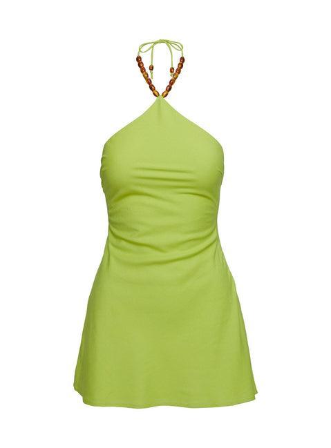 Maevie Halter Mini Dress Green Product Image