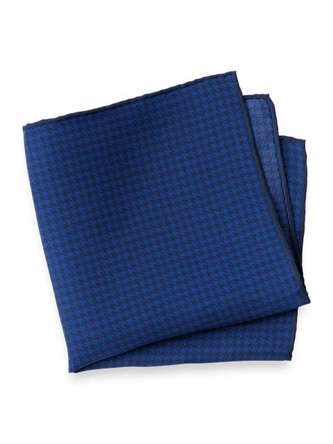 Houndstooth Silk Pocket Square - Blue Product Image