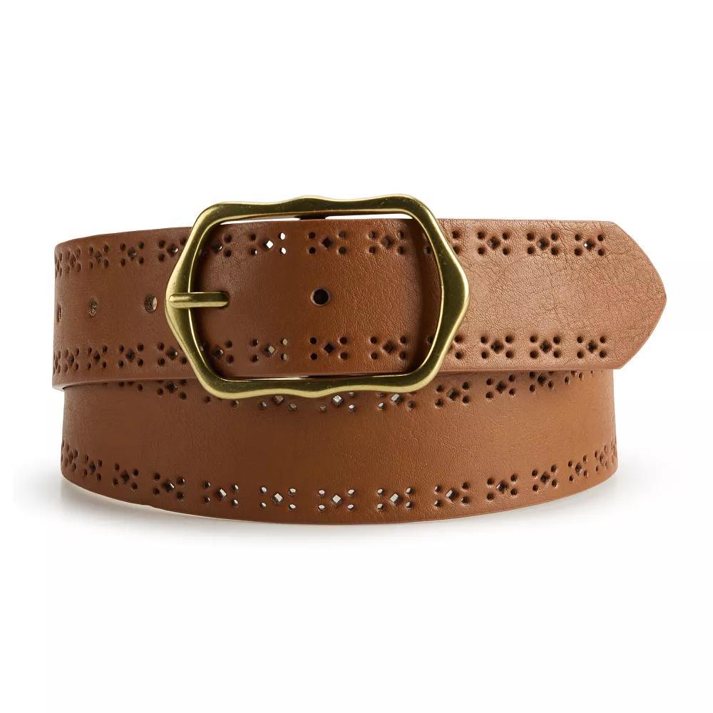 Women's Sonoma Goods For Life® Brown Perforated Accent Abstract Buckle Belt, Size: Medium Product Image