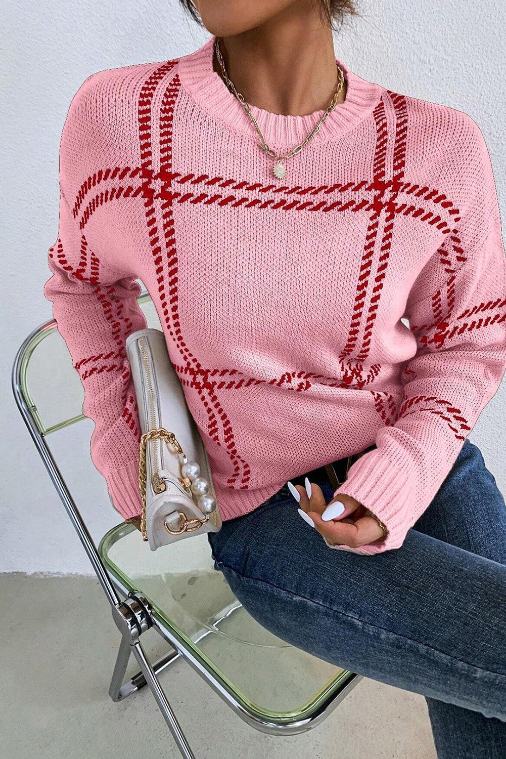 Plaid Knit Sweater Product Image