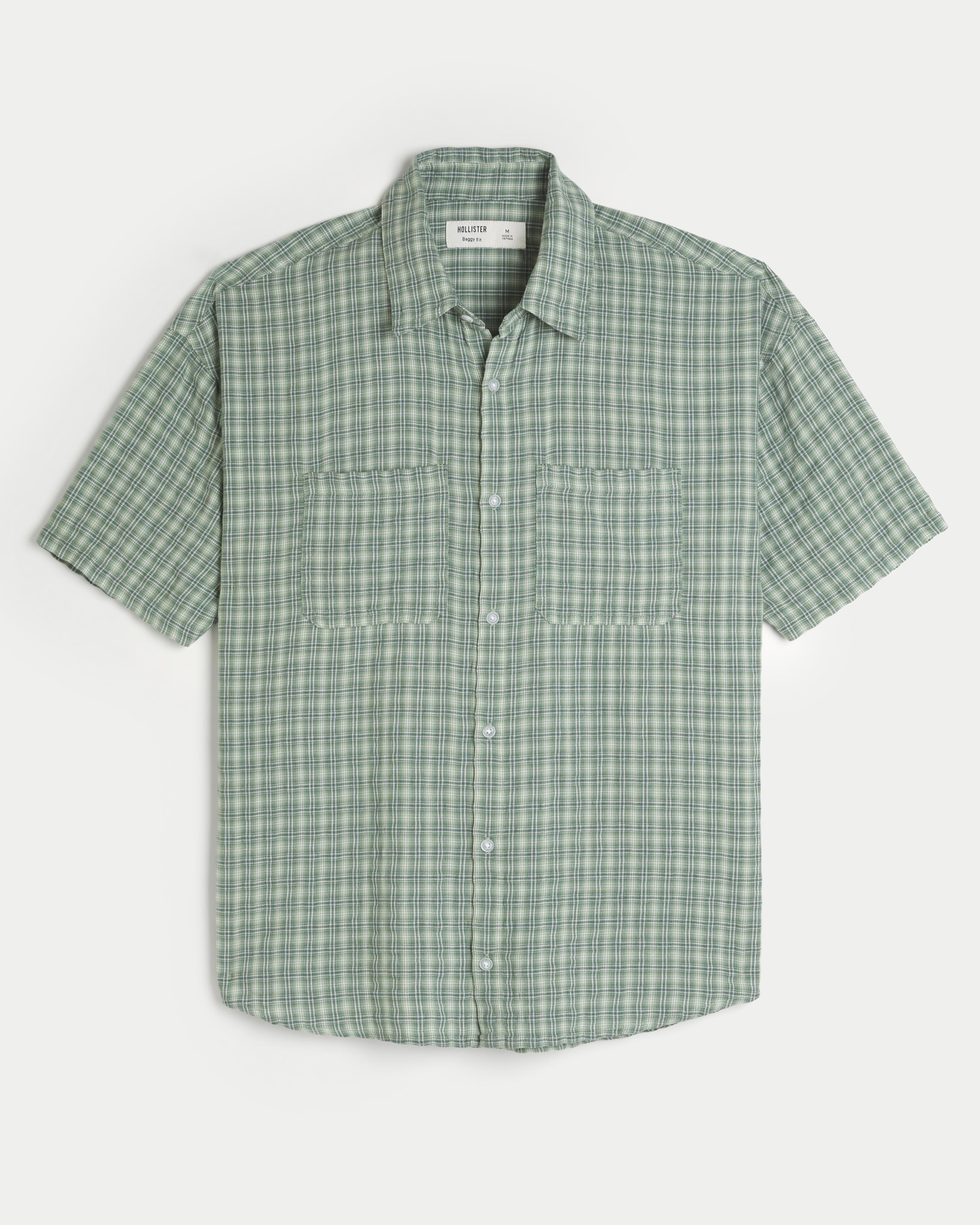 Baggy Short-Sleeve Seersucker Shirt Product Image