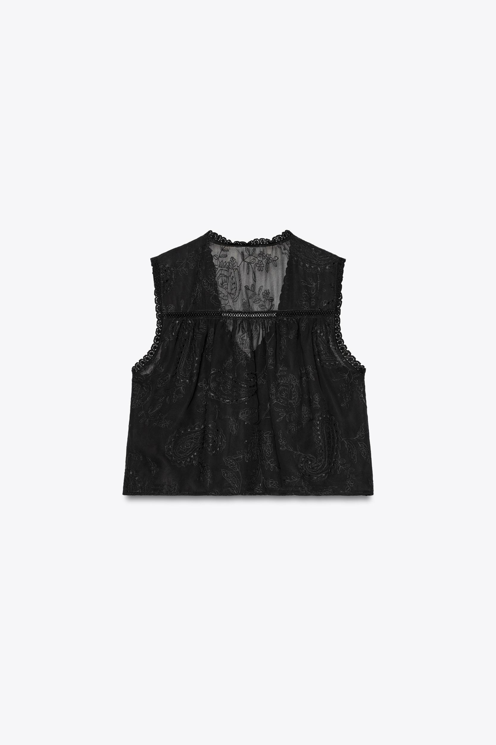 EMBROIDERED LACE TRIM SHIRT Product Image