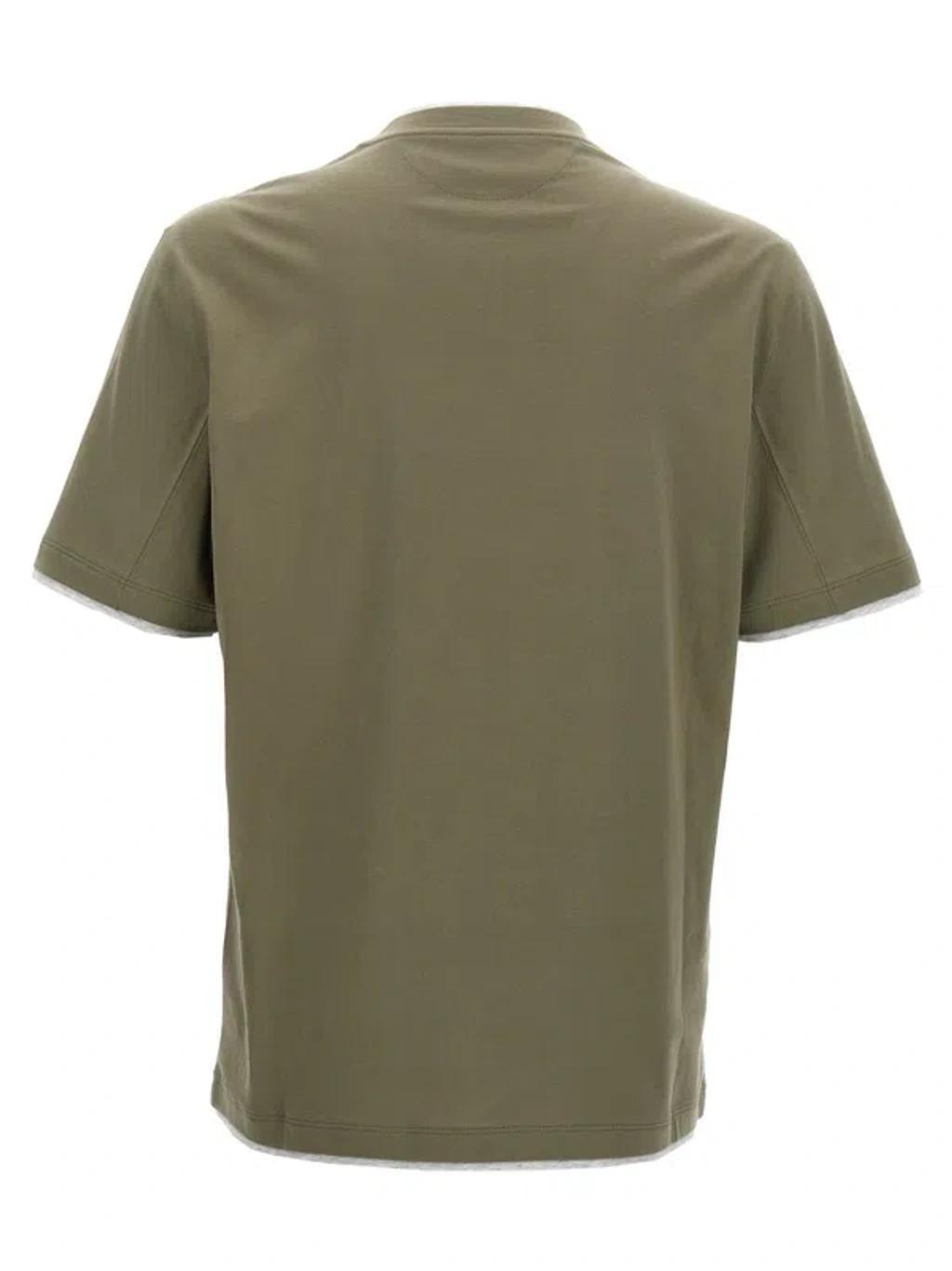 BRUNELLO CUCINELLI Layered T-shirt In Green Product Image