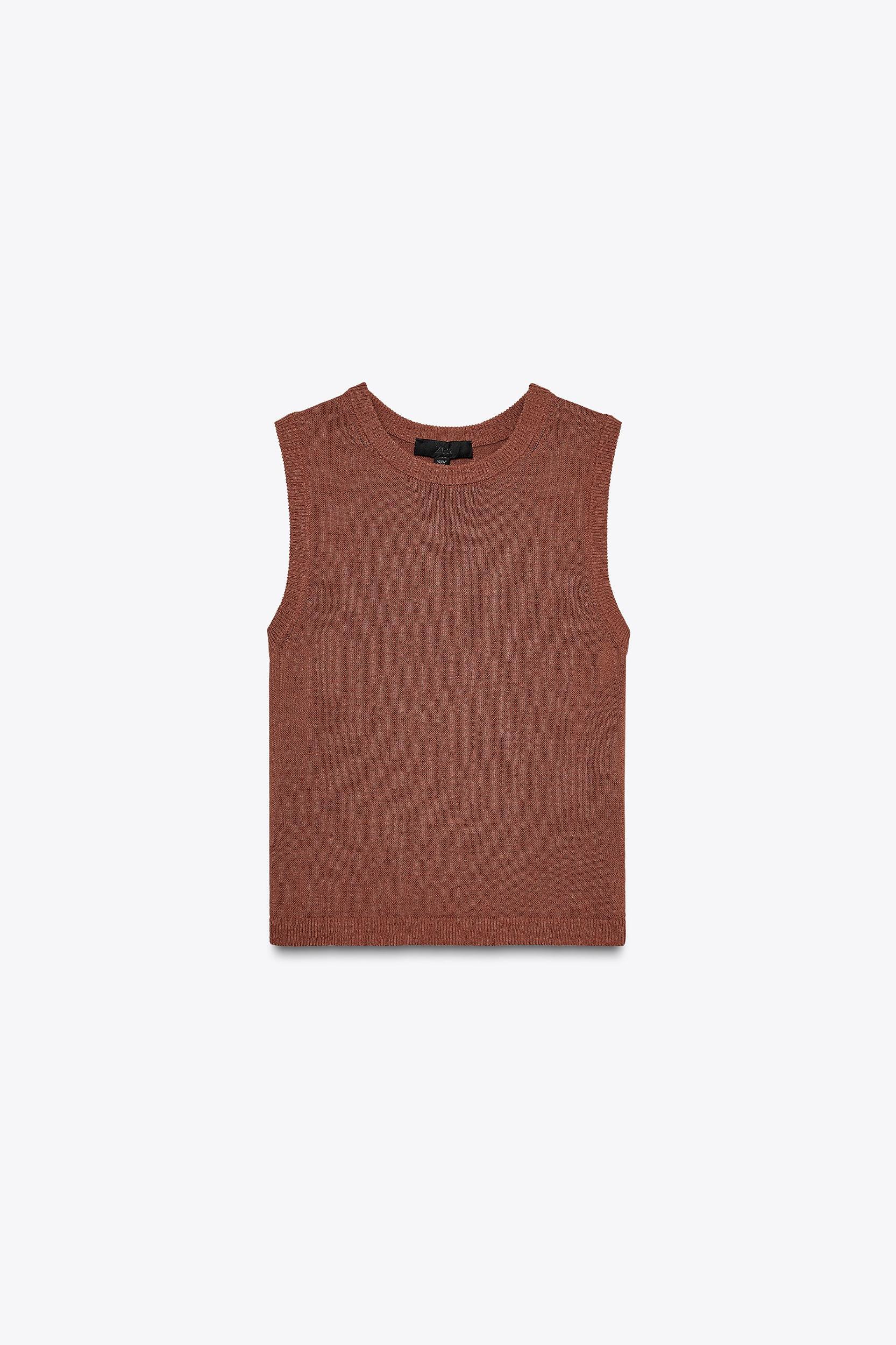 LINEN KNIT VEST TOP Product Image