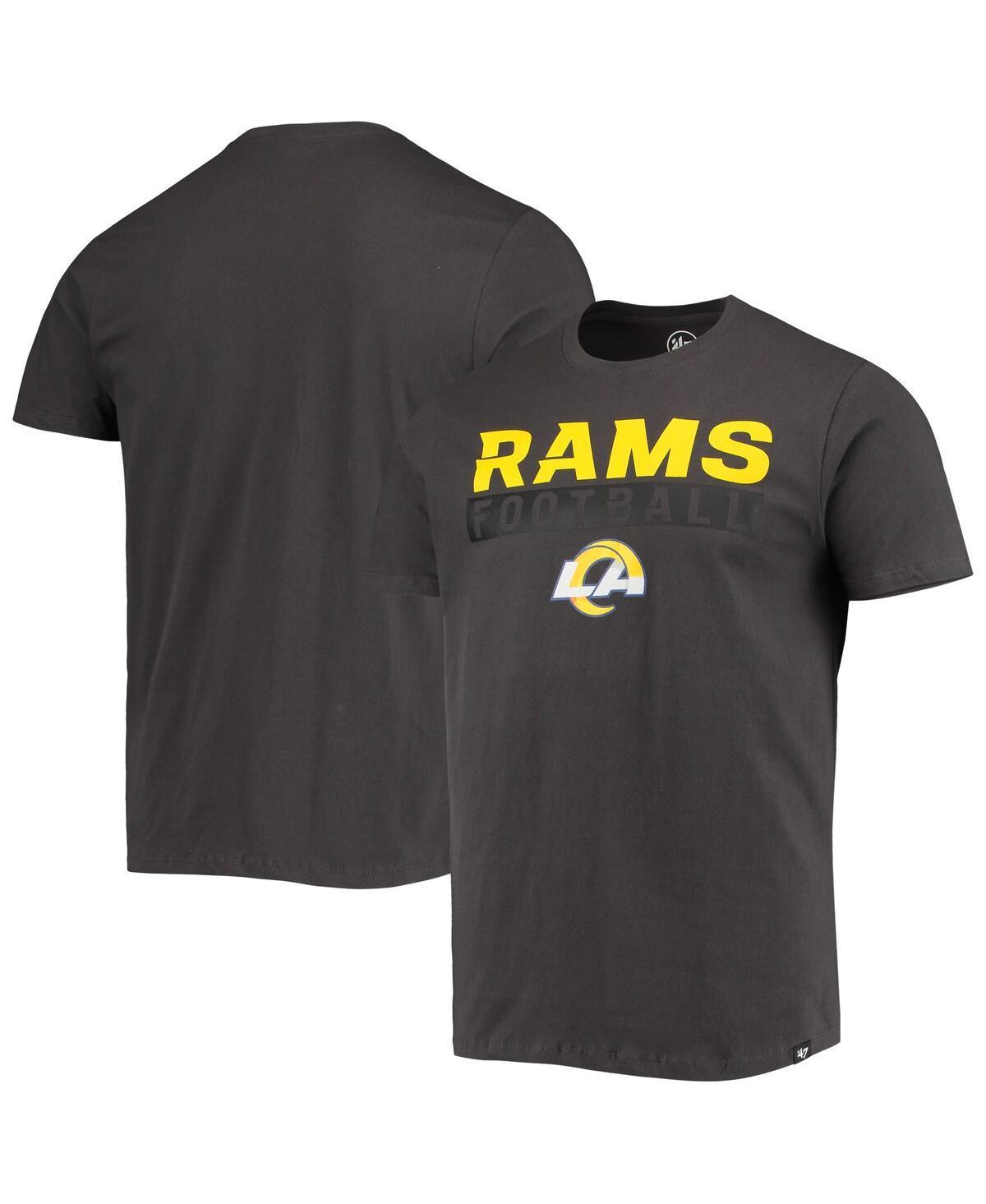 Men's '47 Charcoal Los Angeles Rams Dark Ops Super Rival T-Shirt, Size: Large Product Image