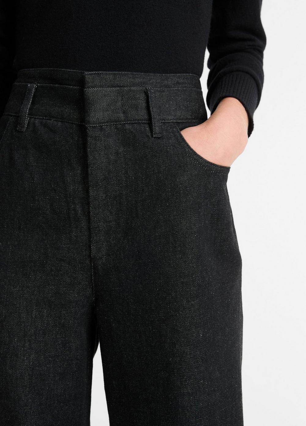 Womens Washed Cotton Denim Double-Waistband Trouser, Washed Black, Size 29 Vince Product Image