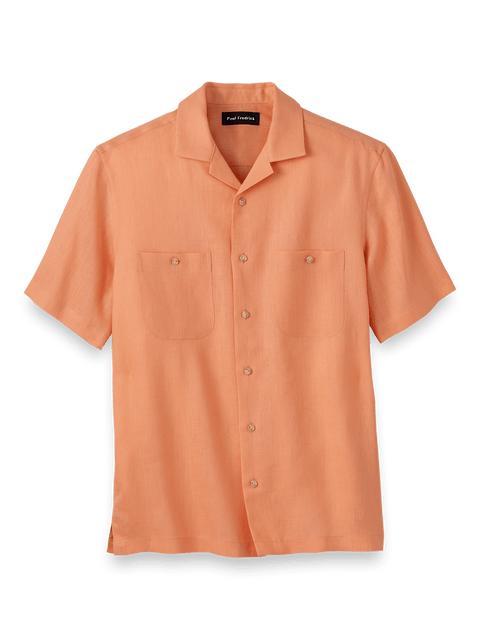 Linen Solid Casual Shirt - Coral Product Image