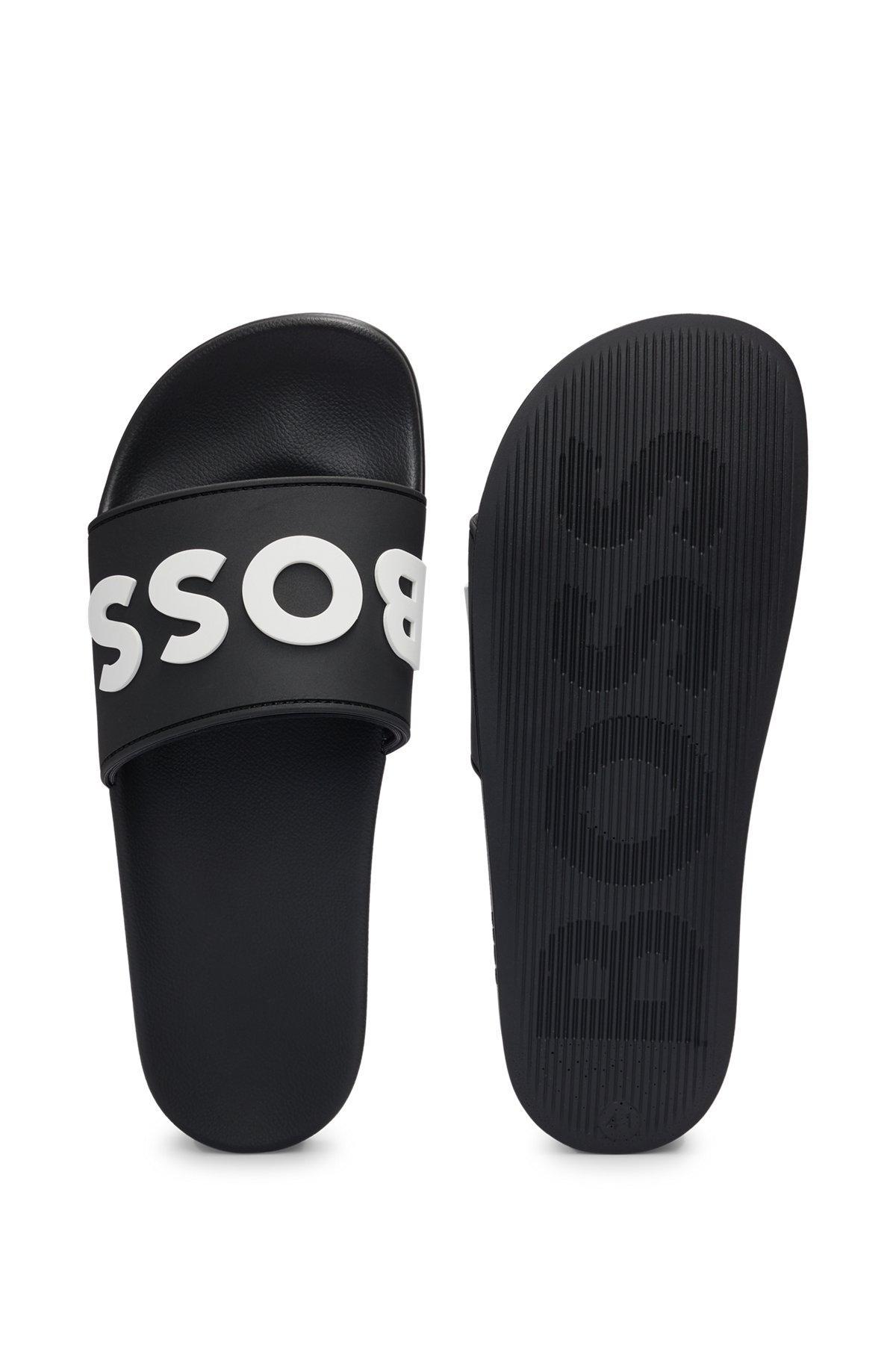 BOSS - Italian-made slides with raised logo - Black Product Image