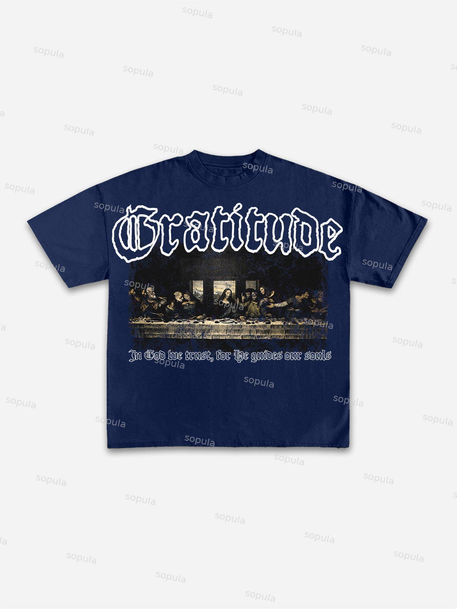 The Last Supper Vintage Graphic Cotton T-shirt Product Image