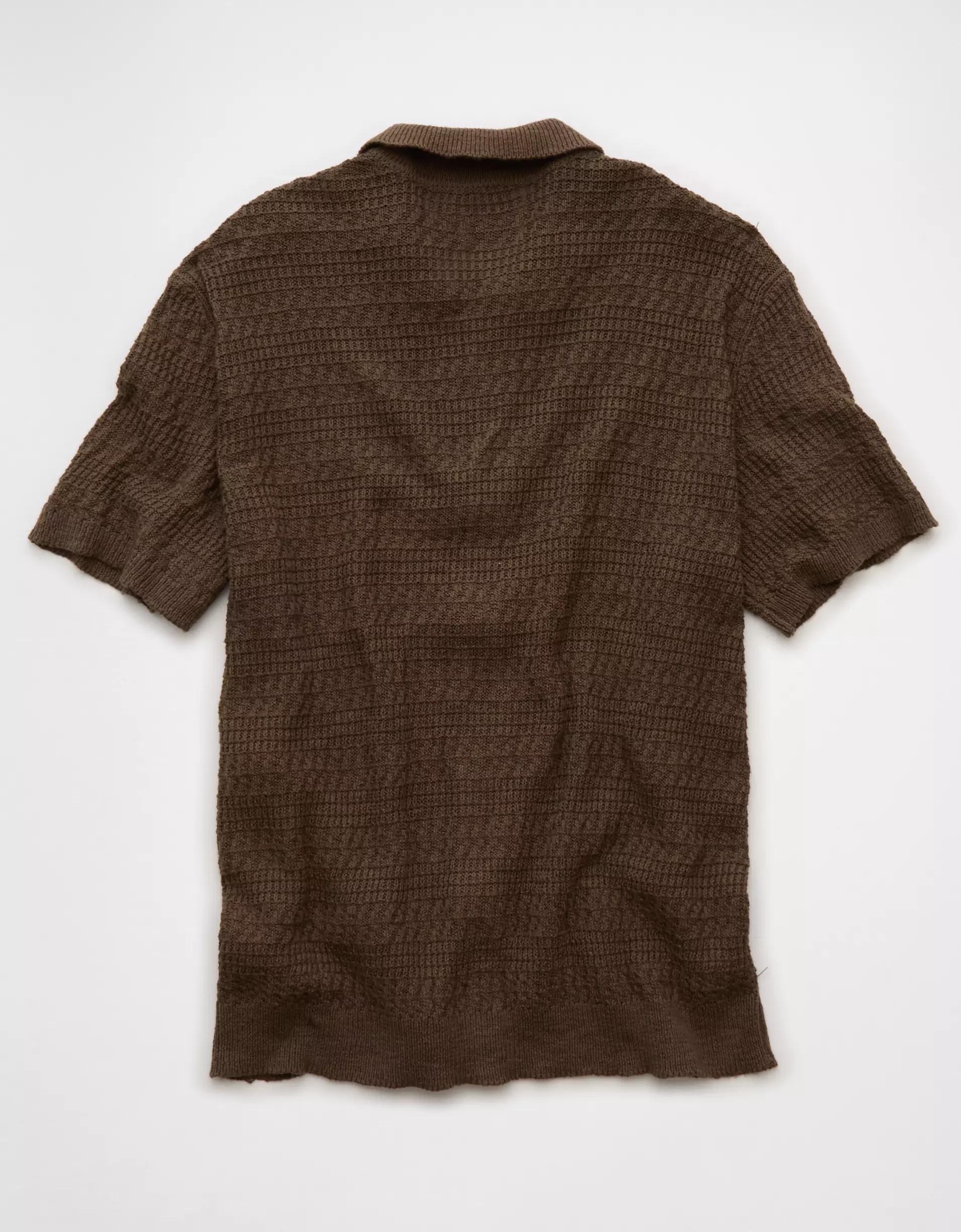 AE Weekend Button-Up Sweater Polo Shirt Product Image