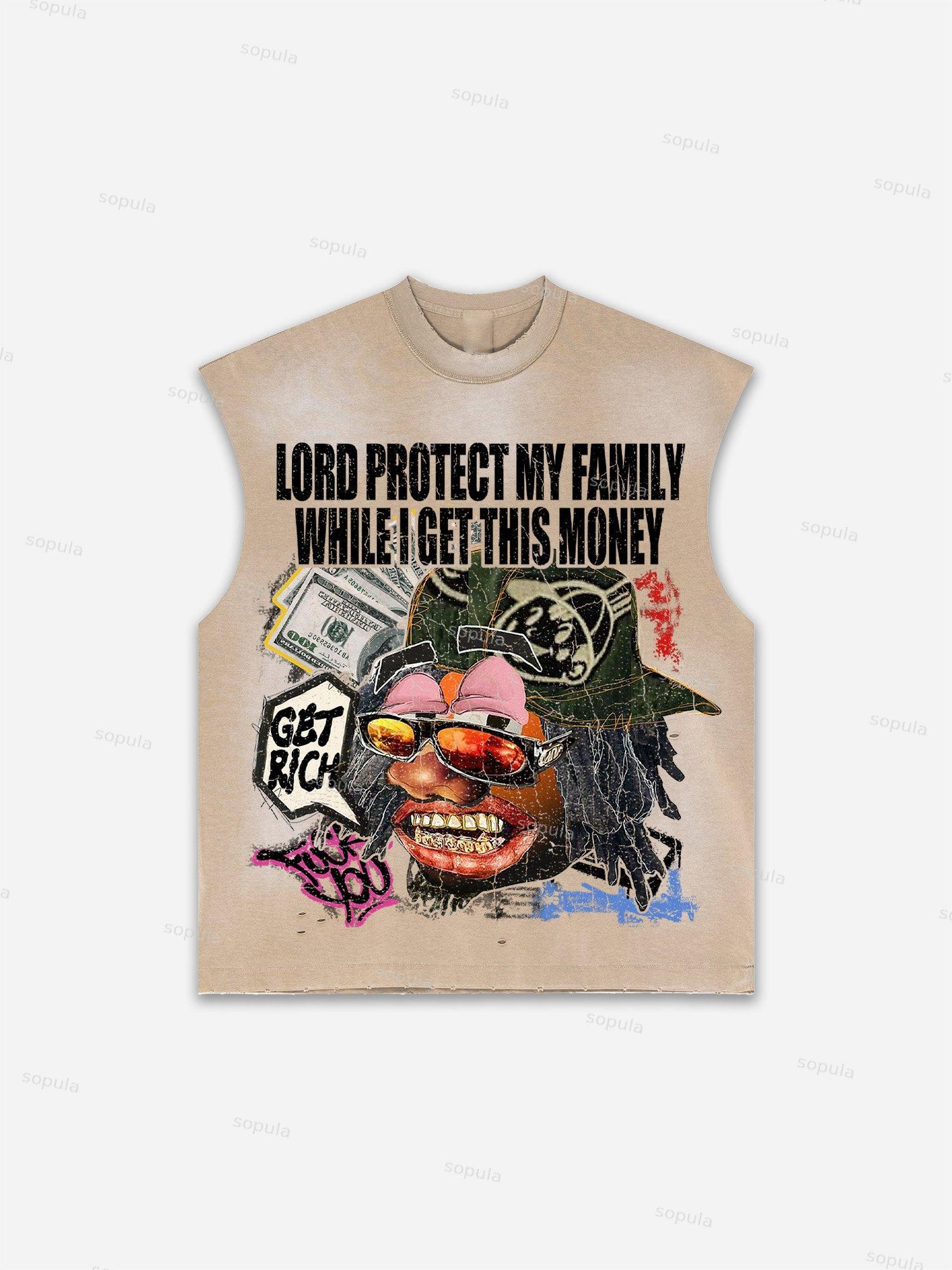 Men's Washed Casual Virtual Shadow Graphic Tank Top Product Image