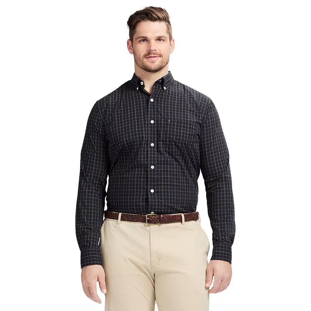 Big & Tall IZOD Performance Long Sleeve Plaid Button Down Shirt, Men's, Size: Large Tall, Grey Product Image