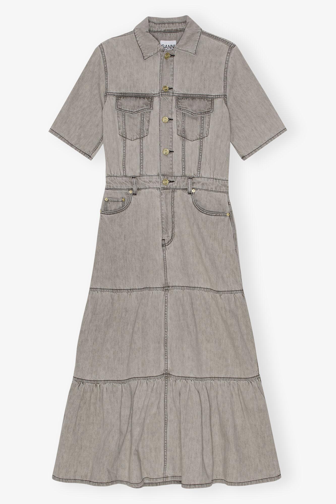 Grey Future Long Denim Dress Product Image