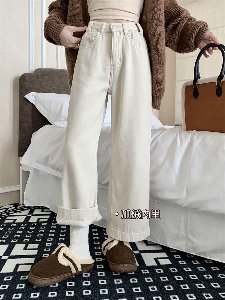 High Waist Cropped Wide Leg Jeans Product Image