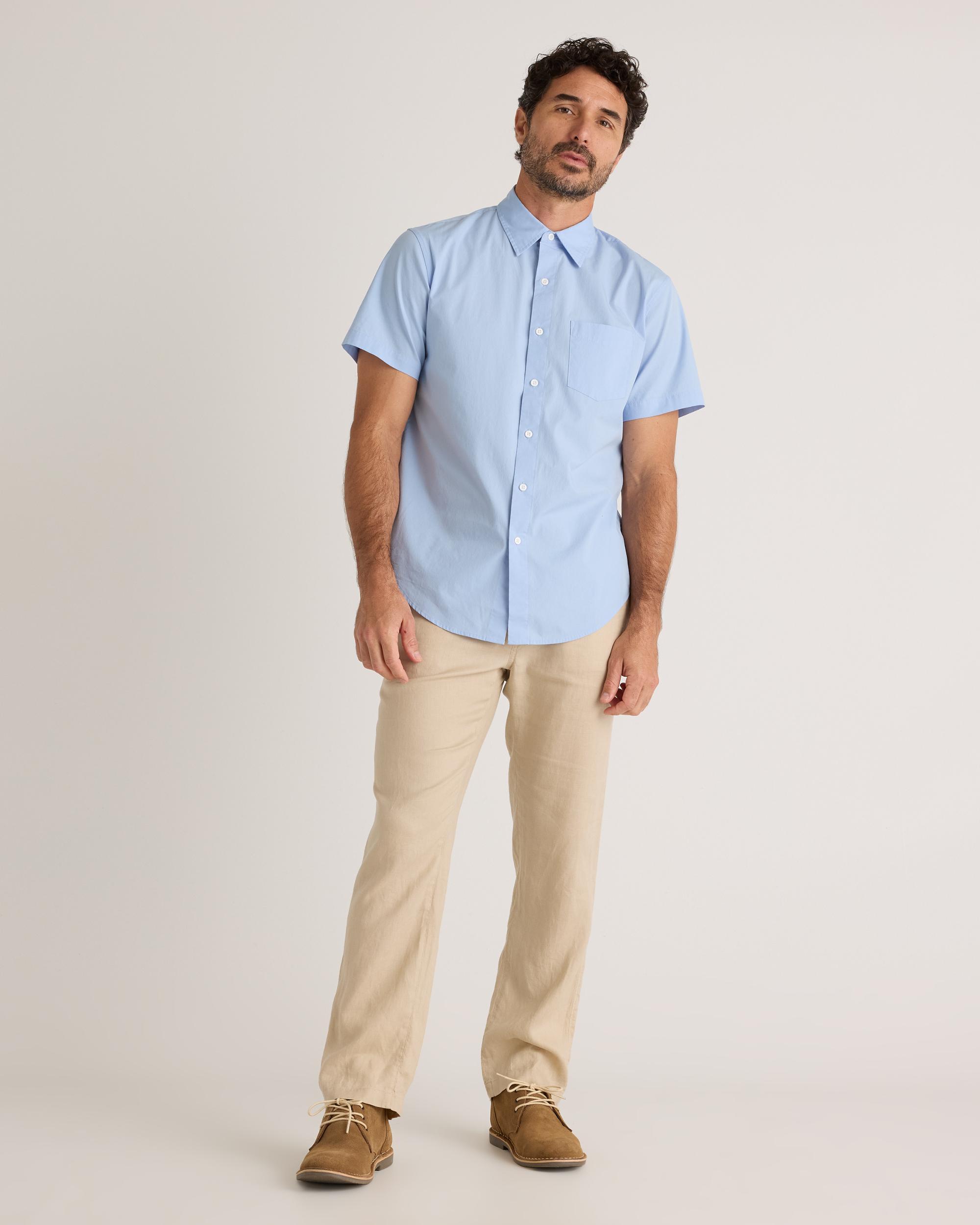 Quince | Men's Stretch Poplin Short Sleeve Shirt Organic Cotton Product Image