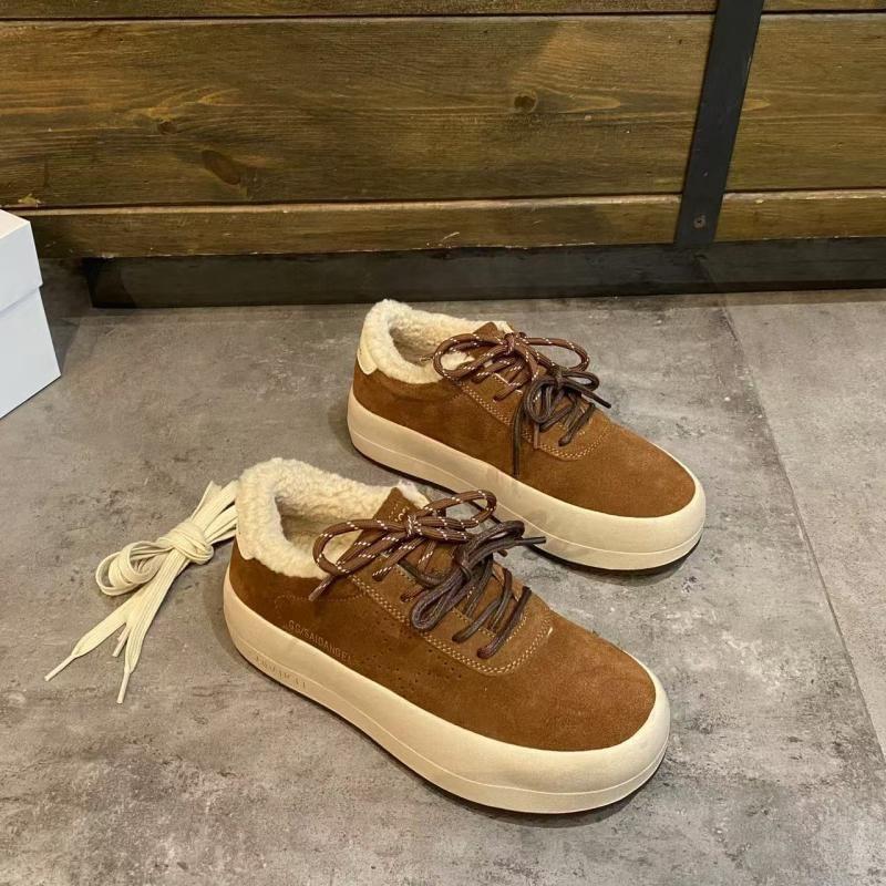 Lace-Up Fleece-Lined Platform Sneakers Product Image