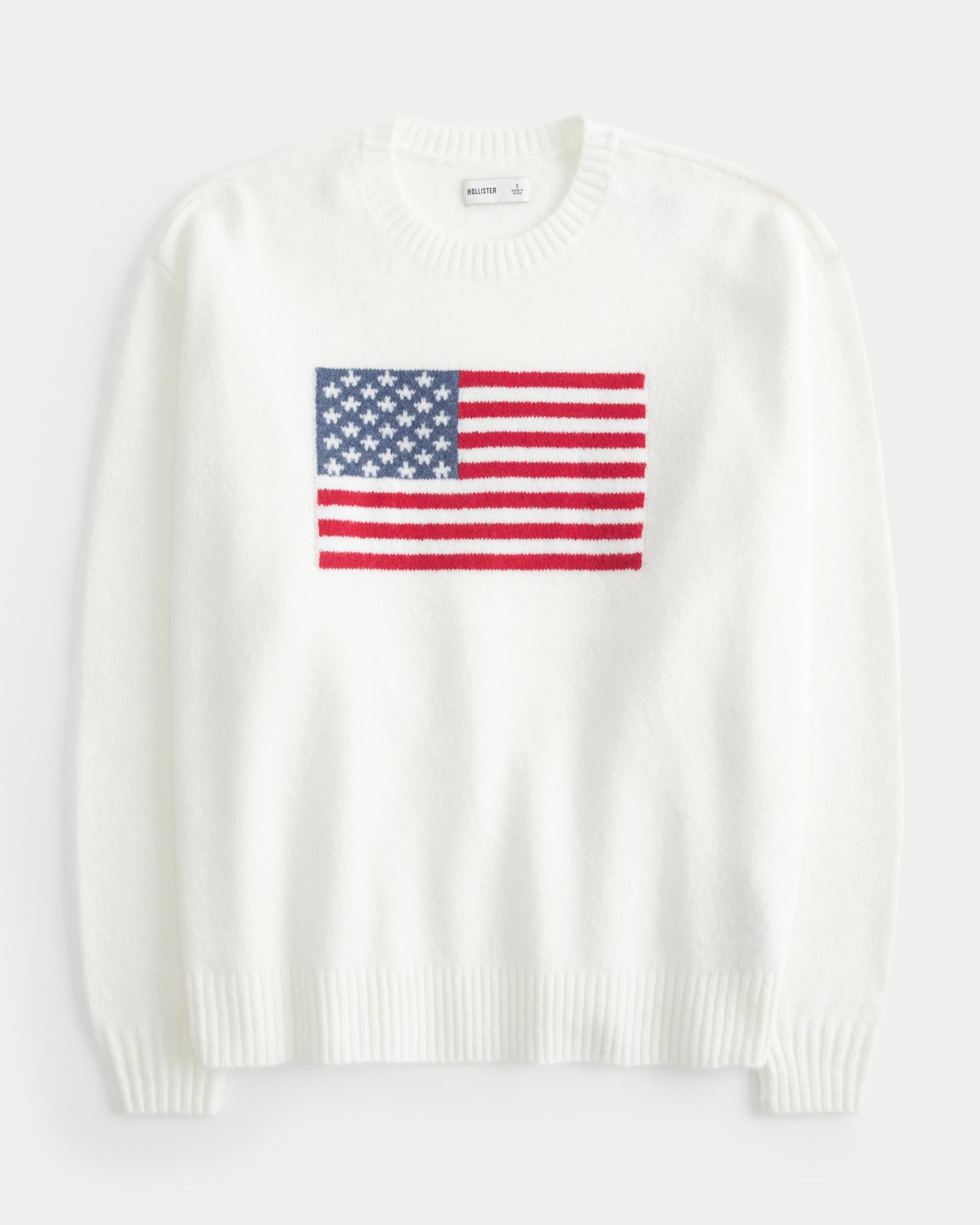 Hollister Comfy Cloud American Flag Graphic Crew Sweater Product Image