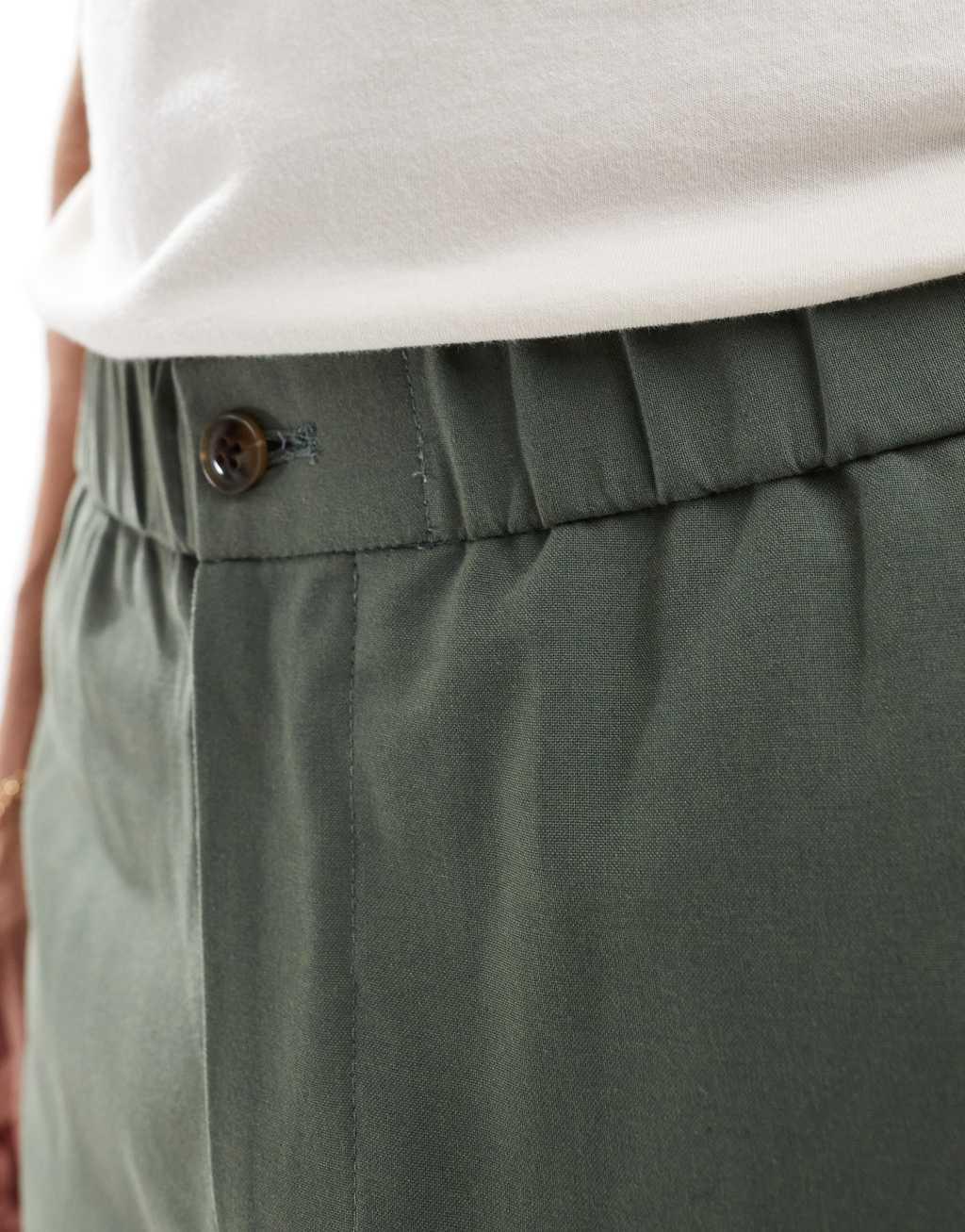 ASOS DESIGN pull-on smart straight leg pants in olive green Product Image
