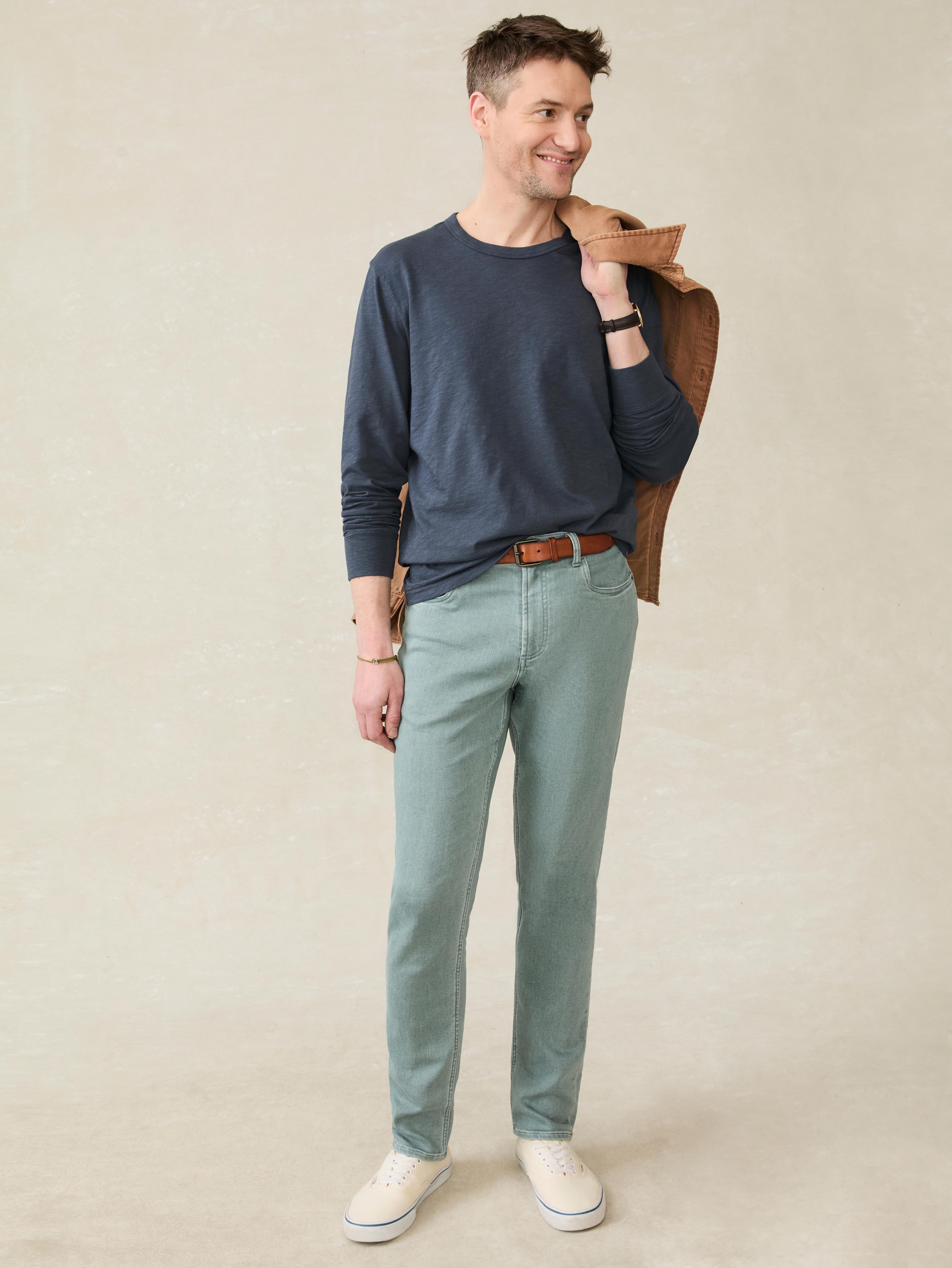 Stretch Terry 5-Pocket - Ocean Glass Product Image