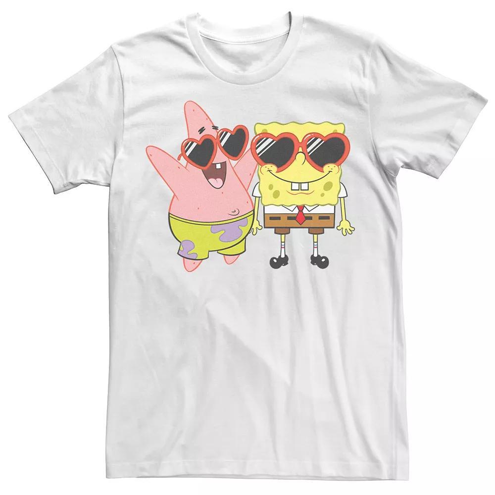 Men's SpongeBob SquarePants & Patrick Heart Glasses Portrait Tee, Size: Medium, White Product Image