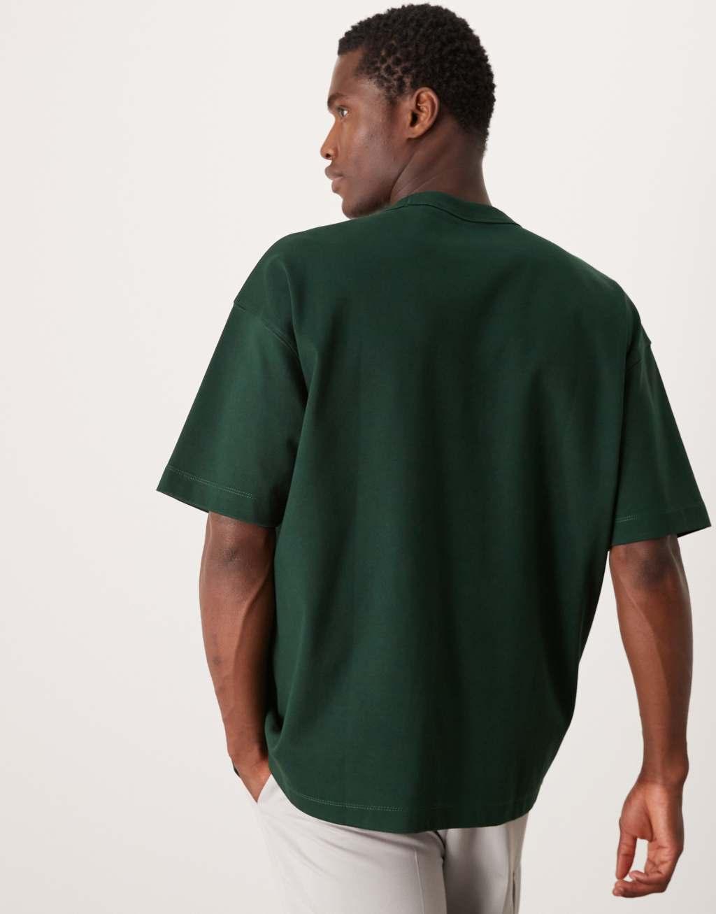 ASOS DESIGN Premium interlock oversized T-shirt 300gsm in green Product Image