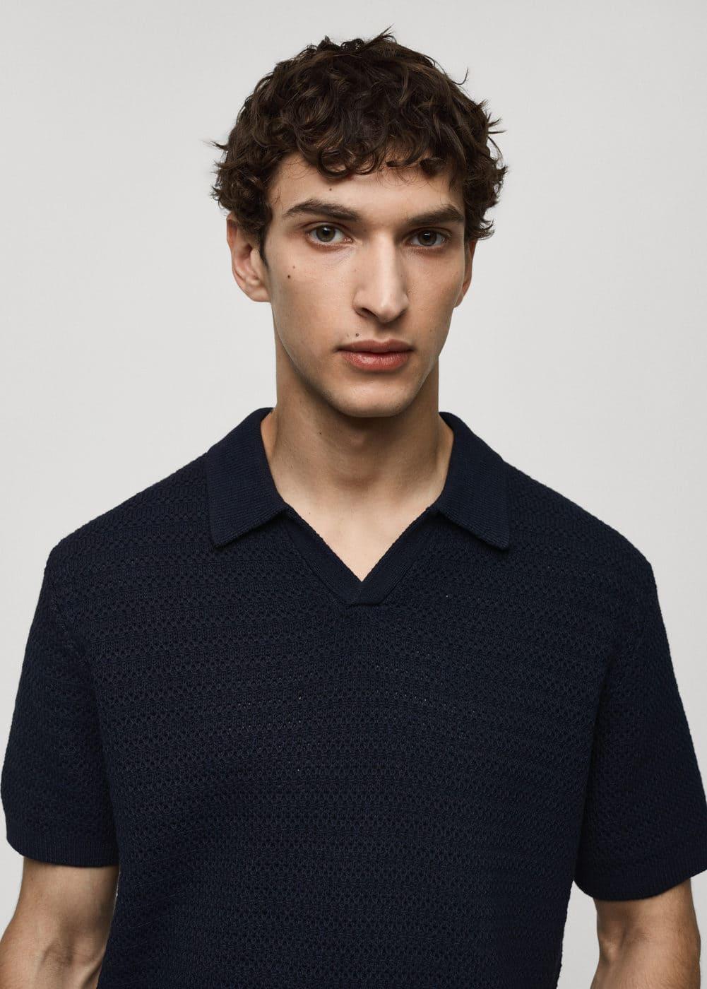 Braided knit polo shirt - Men | MANGO USA Product Image