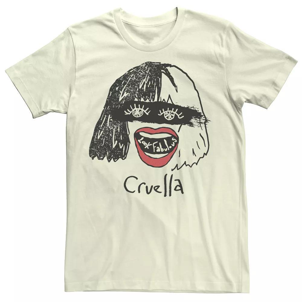 Disney's Cruella De Vil Men's Look Fabulous Sketch Tee, Size: Small, White Product Image