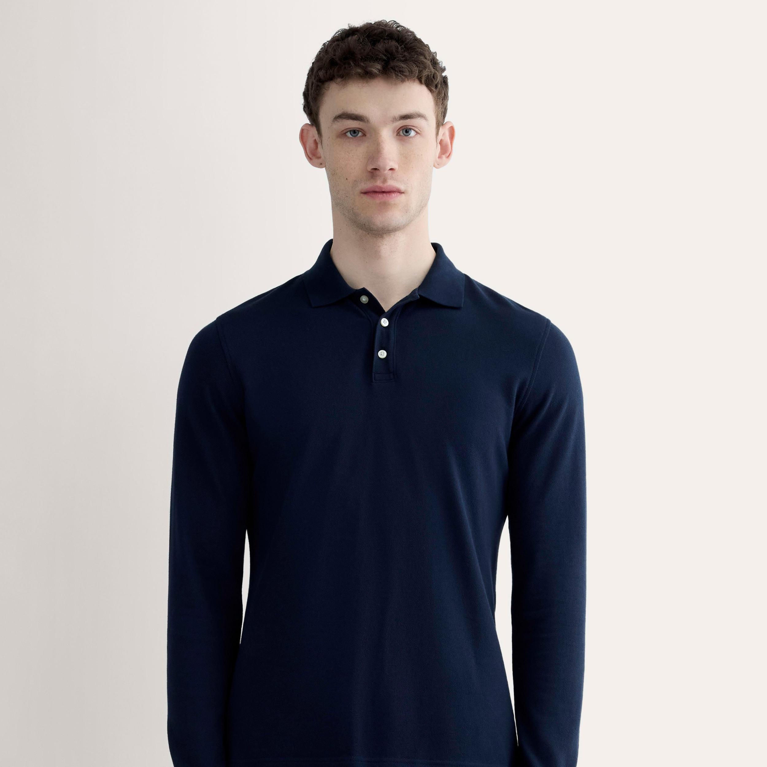 The Long-Sleeve Pique Polo Product Image