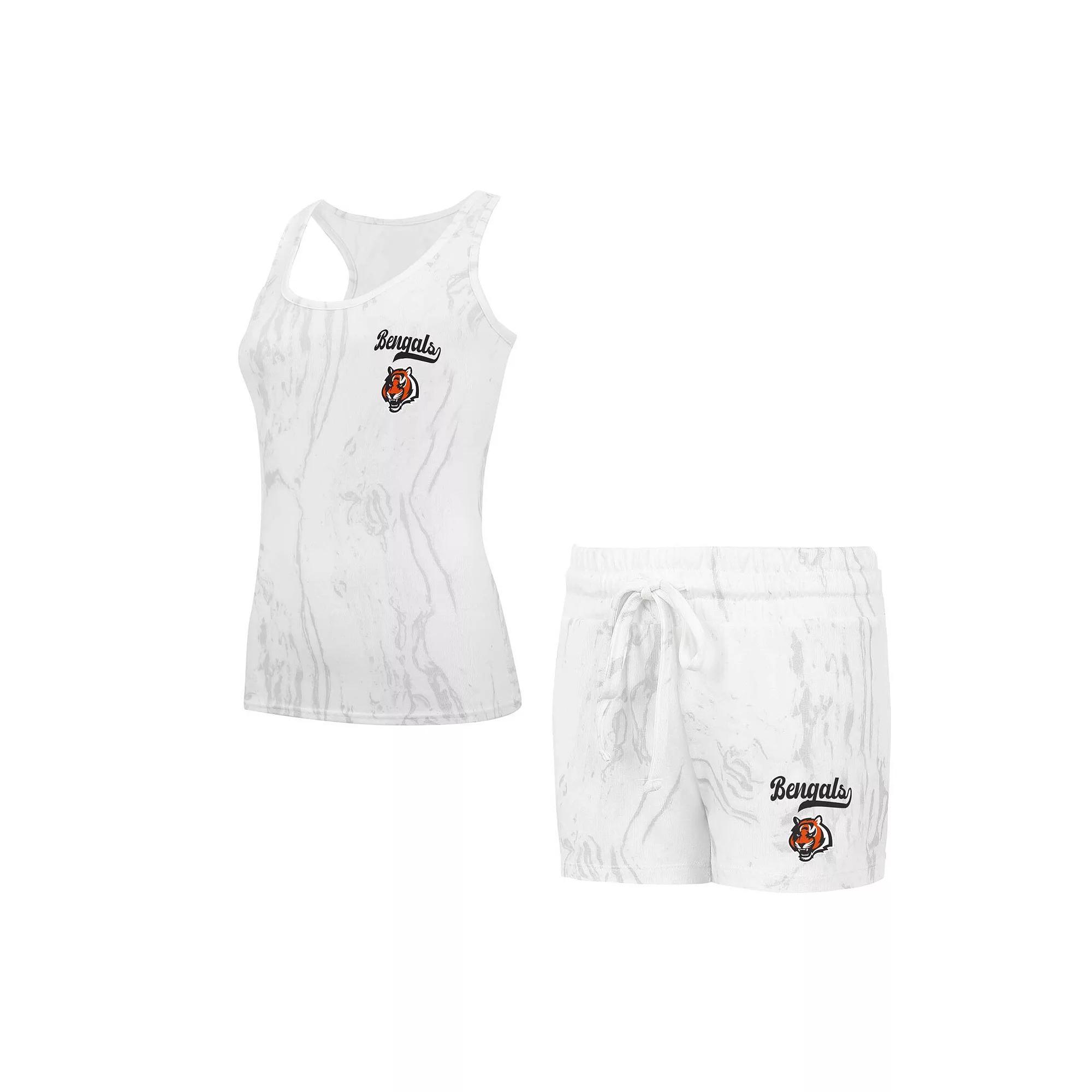 Women's Concepts Sport Cincinnati Bengals Quartz Hacci Knit Tank Top & Shorts Sleep Set, Size: Medium, White Product Image