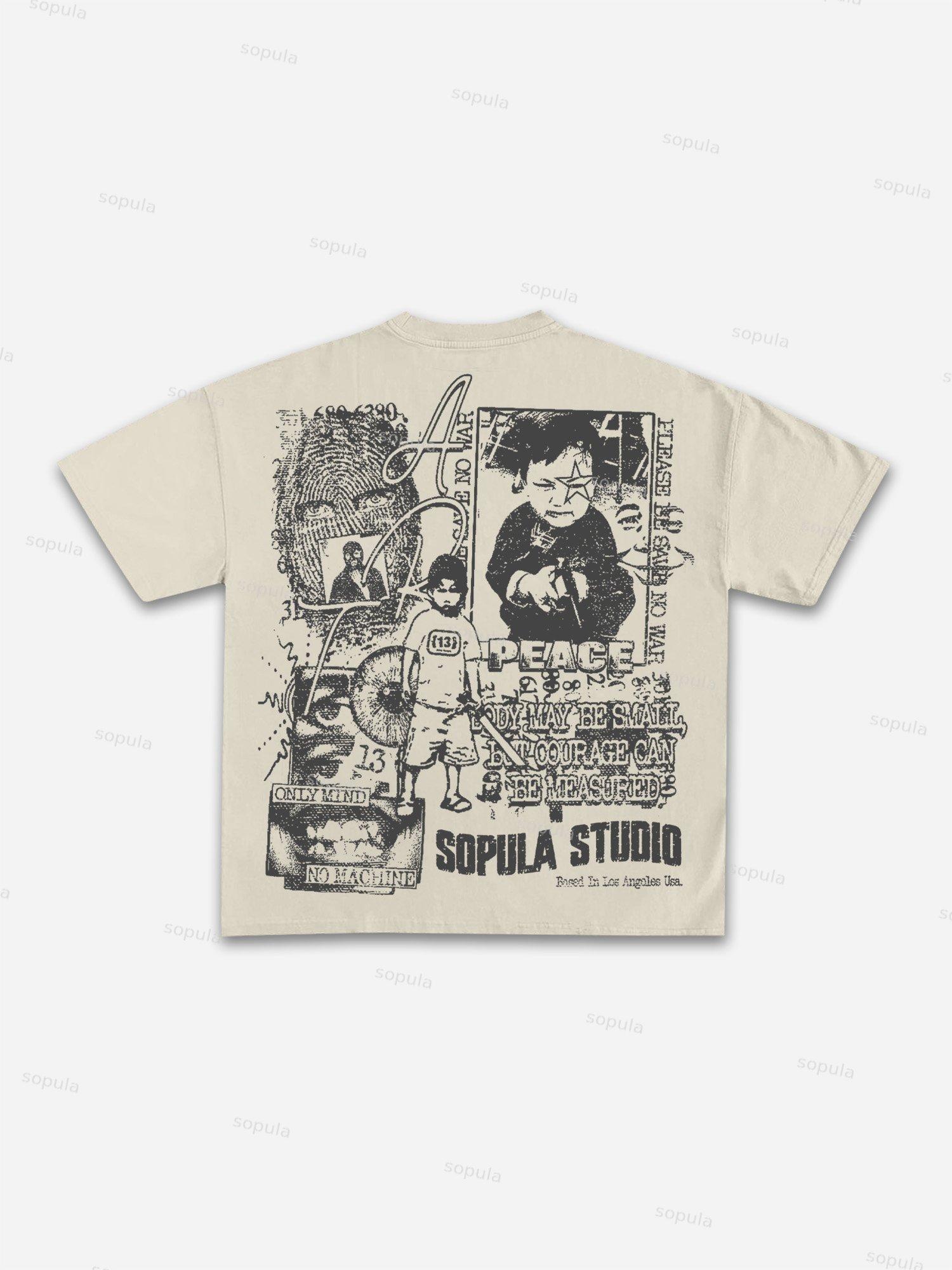 Peace Courage Can Be Measured Graphic Cotton T-shirt Product Image