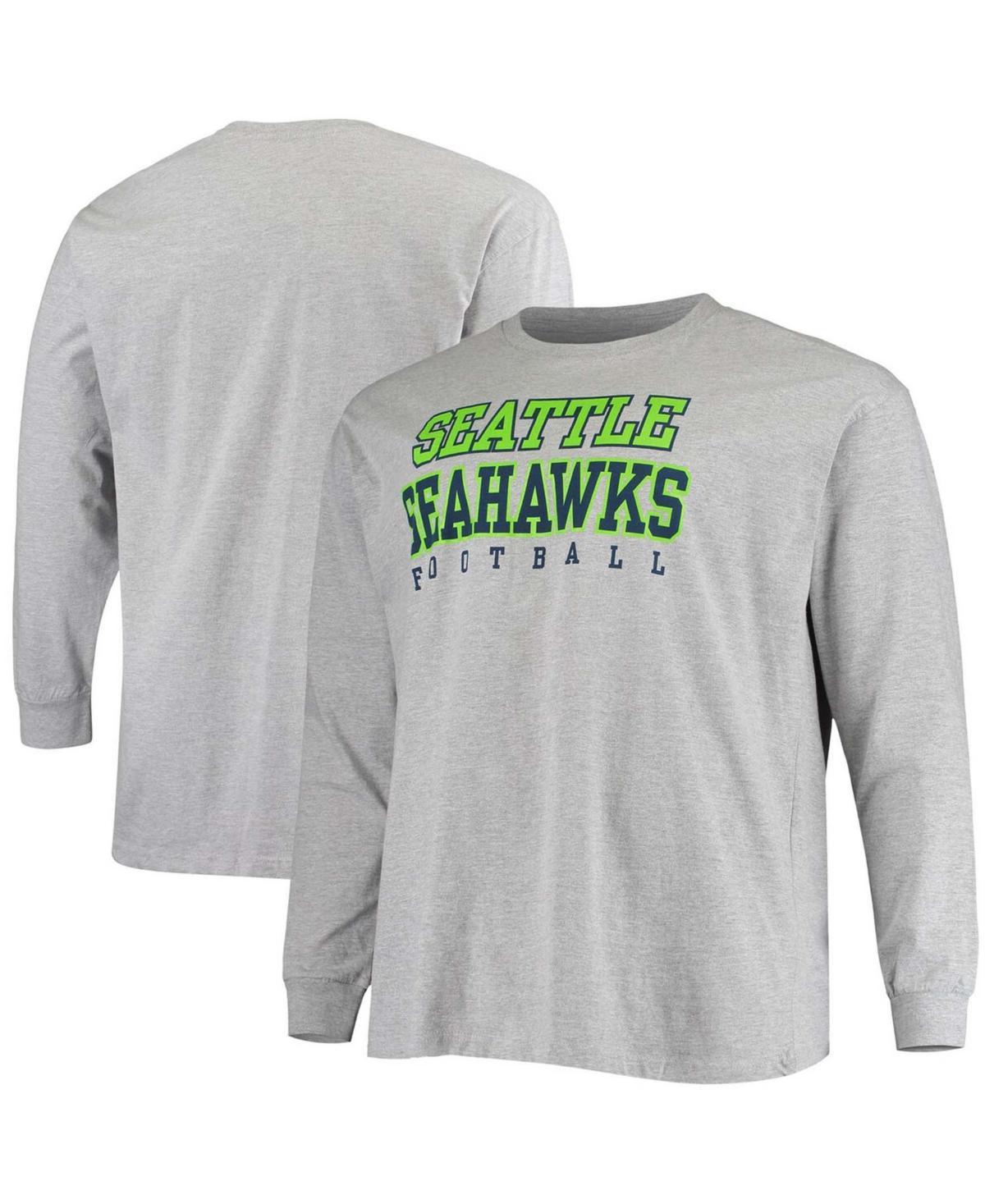 Men's Fanatics Branded Heathered Gray Seattle Seahawks Big & Tall Practice Long Sleeve T-Shirt, Size: 3XB, Grey Product Image