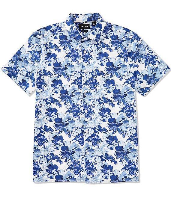 Perry Ellis Big & Tall Floral Print Short Sleeve Woven Shirt Product Image