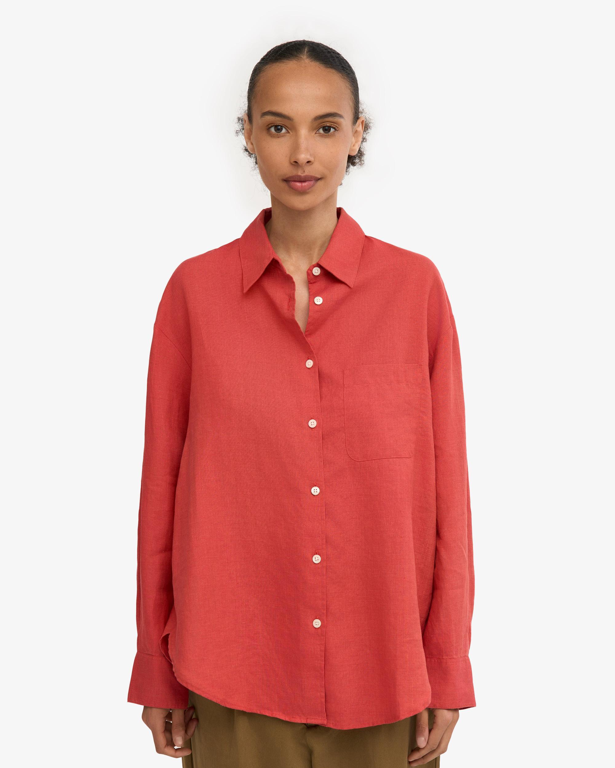 Linen Oversized Shirt - Petrol Blue Product Image