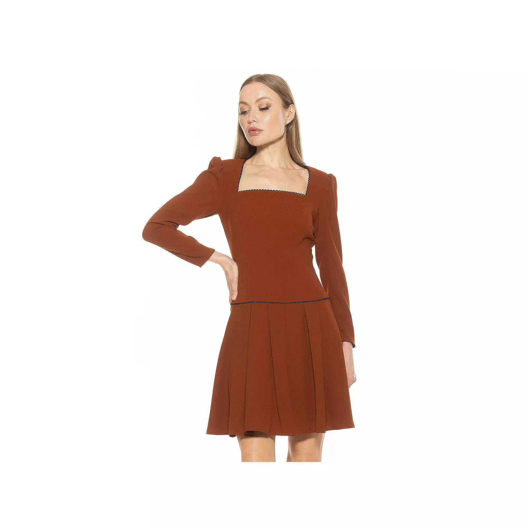Women's ALEXIA ADMOR Ashanti Puff Sleeve Mini Dress, Size: 10, Brown Product Image