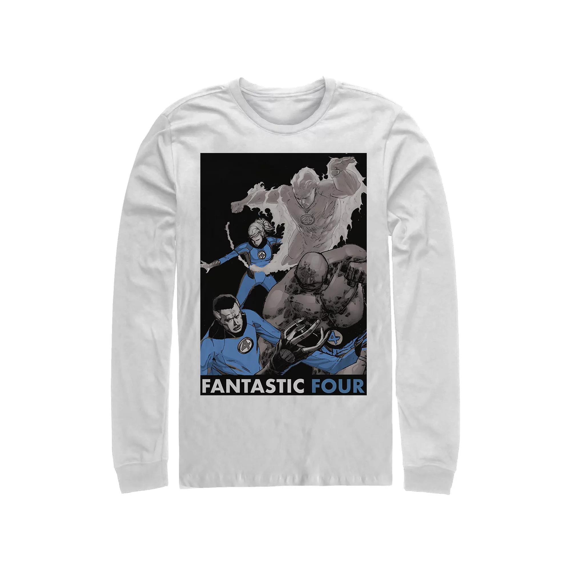 Men's Marvel Fantastic Four Team Poster Long Sleeve Graphic Tee, Size: XL, White Product Image