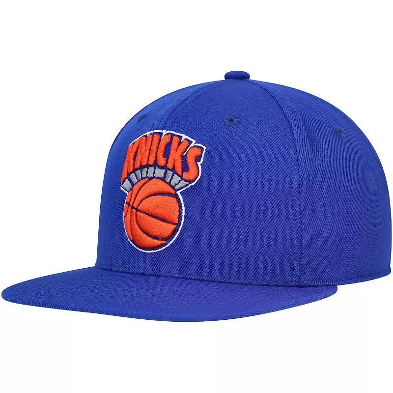 Men's Mitchell & Ness Blue New York Knicks Hardwood Classics MVP Team Ground 2.0 Fitted Hat, Size: 7 1/8 Product Image