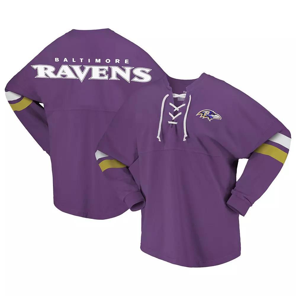 Women's Fanatics Branded Purple Baltimore Ravens Spirit Jersey Lace-Up V-Neck Long Sleeve T-Shirt, Size: XS Product Image