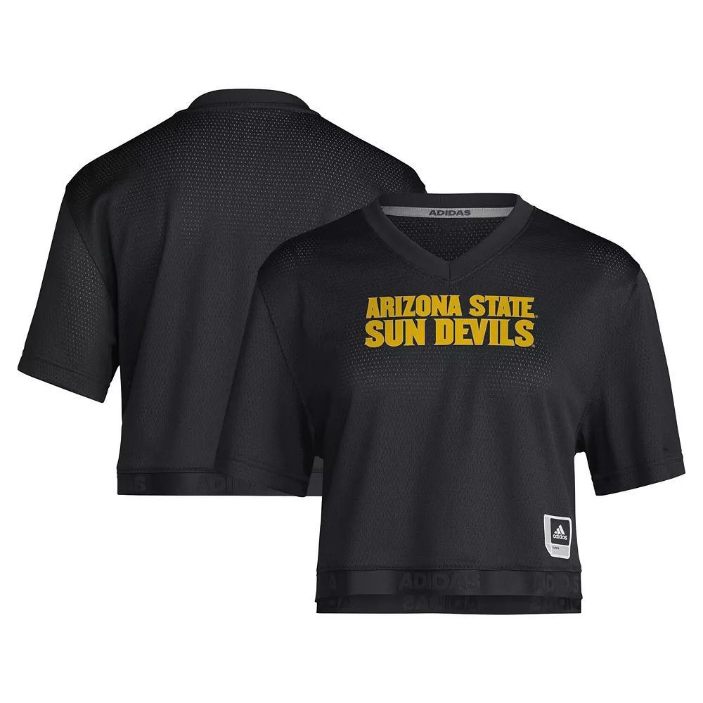 Women's adidas Black Arizona State Sun Devils Primegreen V-Neck Cropped Jersey, Size: XL Product Image