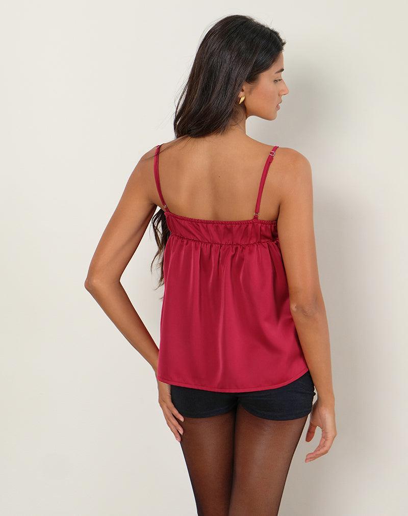 Camden Longline Cami Top in Satin Red Female Product Image