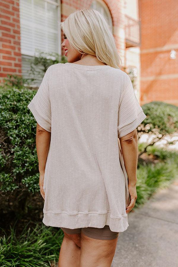 Opening Act Ribbed Top in Oatmeal Curves Product Image