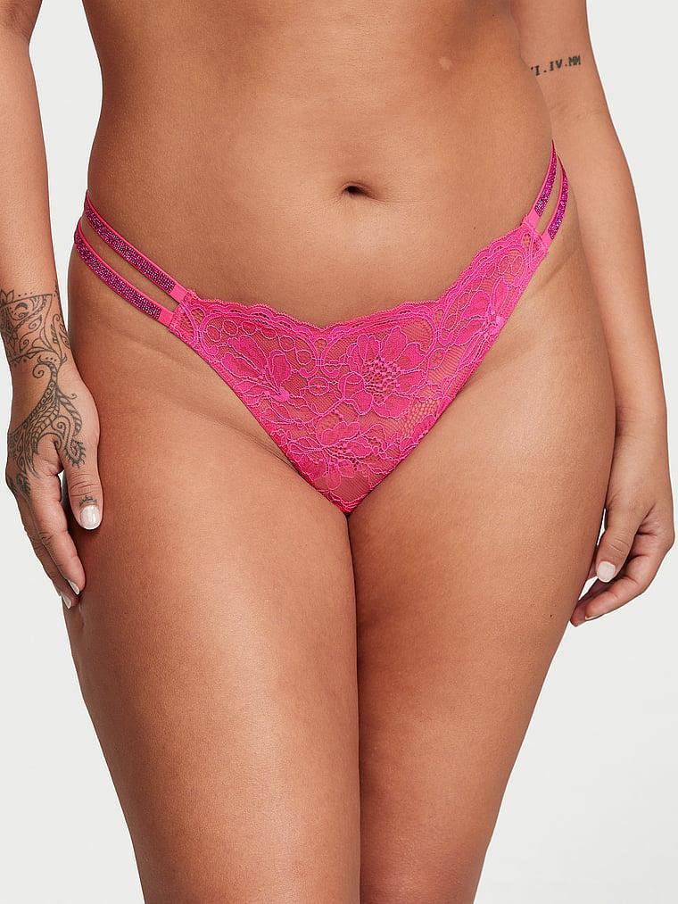 Double Shine Strap Lace Thong Panty Product Image